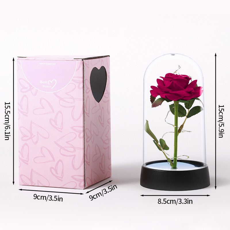 Eternal Rose Flowers Artificial Foil Flower in Glass Glow Immortal Flower LED Roses Lamp Flores Eternas Christmas Lover Gift