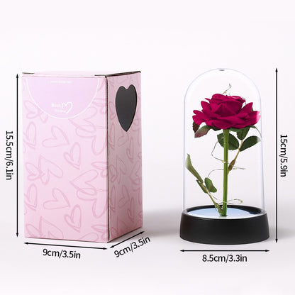 Eternal Rose Flowers Artificial Foil Flower in Glass Glow Immortal Flower LED Roses Lamp Flores Eternas Christmas Lover Gift
