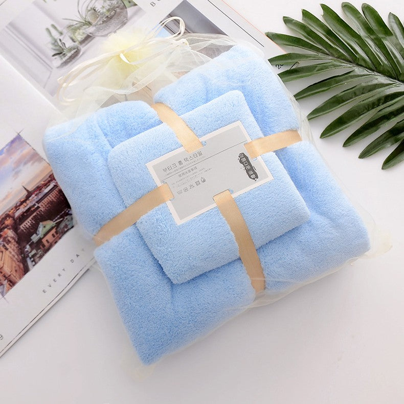 2PC Bath Towels Set Super Soft Highly Absorbent Quick-drying Coral Velvet Bath Towel For Adults Hotel & Spa Use
