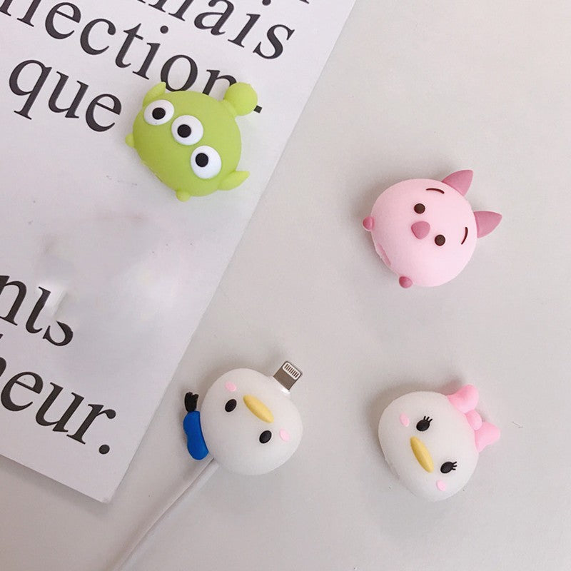 Disney Anime Mickey Mouse Charger Cable Protector Kawaii Stitch Minnie Usb Data LineHead Protection Cover Gifts