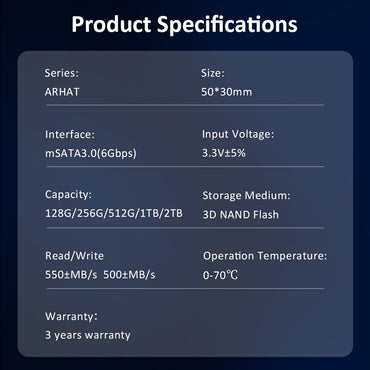 HUADISK Internal Solid State Drive MINI SATA3.0 128GB 256GB 512GB 1TB MSATA SSD Solid State Hard Drive For Desktop