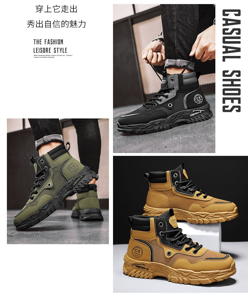 Botas de trabalho masculinas de inverno com cadarço, sapatos masculinos quentes de segurança, plataforma, tamanho 44, promoção, designer, antiderrapante, moda