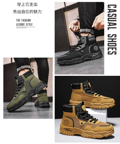 Botas de trabalho masculinas de inverno com cadarço, sapatos masculinos quentes de segurança, plataforma, tamanho 44, promoção, designer, antiderrapante, moda