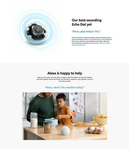 Original Alexa Echo Dot 5ª Geração Smart Mini Wifi Home BT Alexa Speaker Horn com Controle de Som Assistente de Voz e Relógio