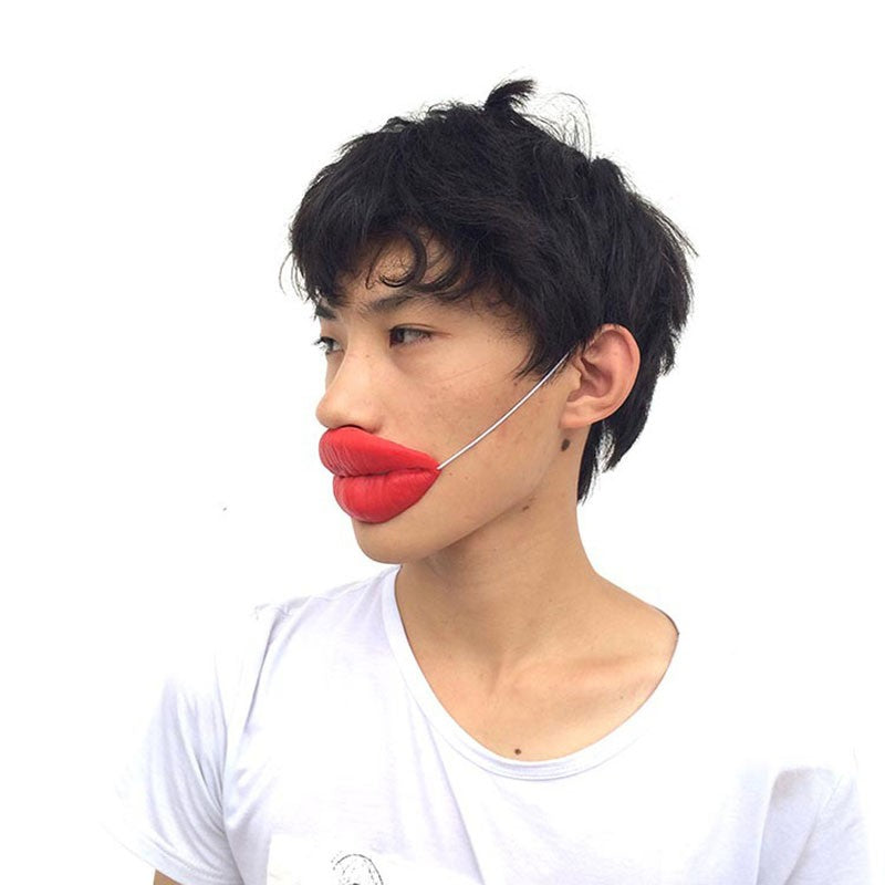 Props Jokes Sausage Red Lips Thick Halloween Funny Horror Latex Mask F1FB