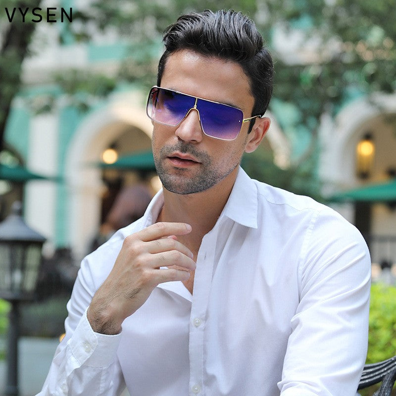 Óculos de sol quadrados oversized para homens, armação grande, 2025, design de marca de luxo, armação de metal, óculos de sol masculinos, óculos retrô