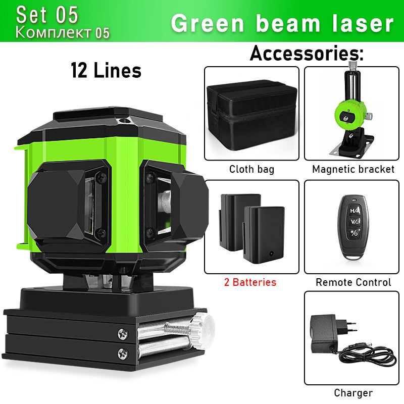 Nível a Laser Clubiona 16/12 Linhas linha verde Autonivelante 360 Horizontal e Vertical Nível a Laser de Feixe Verde Super Potente