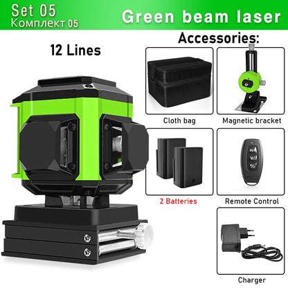 Nível a Laser Clubiona 16/12 Linhas linha verde Autonivelante 360 Horizontal e Vertical Nível a Laser de Feixe Verde Super Potente