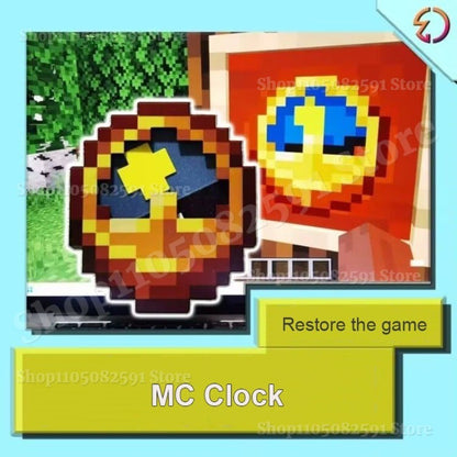 Cartoon Pixel Style Clock Wall or Table 12/24 Hours Timer 3D Printed with Stand Hook Desktop Ornament Home Decor Creative Gifts