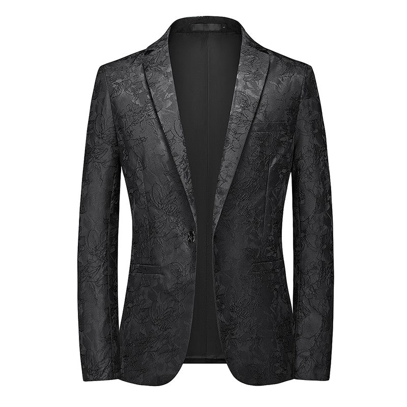 Classic Black Jacquard Suit Male Business Casual Coat Size 6XL-S Fashion Men Wedding Party Tuxedo Dress Blazers Slim Fit Tops