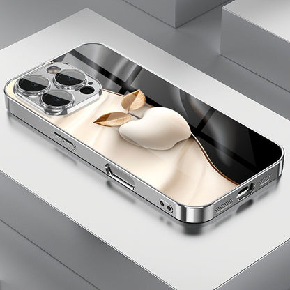 Tecnologia de Metal Para Capa Galvanizada de Vidro Temperado com Padrão de Maçã para iPhone 17 16 Pro Max 15 14 Plus 13 12 16E 17 Air