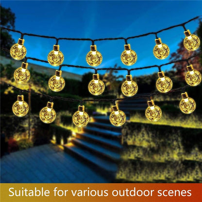 Solar String Lights Outdoor 200 LED Crystal Globe Lights Waterproof Solar Festoon Fairy Light for Garden Christmas Party Decor