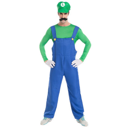 Halloween Carnival adult Men Funy Super game Cosplay Costume Luigi Bros Plumber Christmas Fancy Dress
