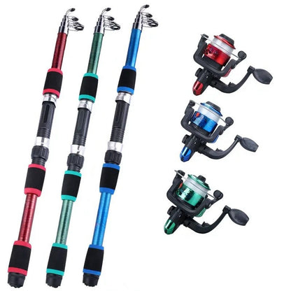 Kit Completo de Vara de Pesca com Vara Telescópica e Molinete Iscas Anzóis Kit de Pesca para Viagem