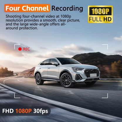 4Lens 360° Dash cam Voice 1080P Video Recorder Car DVR Recording camera Front left right Rear View Auto 4ch dashcam 24H Parking