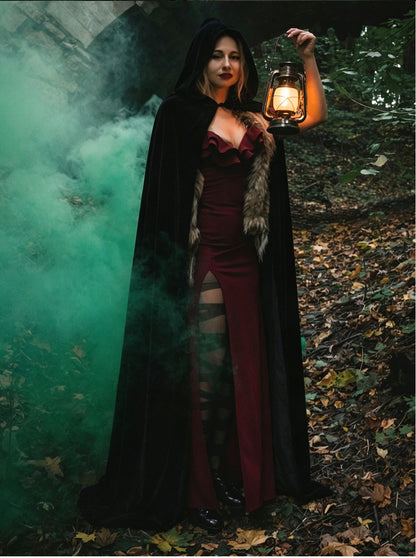 Halloween Cloak Golden Velvet Costume Different Color Adult Costumes Makeup Props Black Death Ball Cloaks