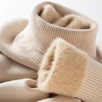 Men‘s Thermal Fleece High-neck Sweater Winter Turn-down Collar Fleece-lined Knitted Pullover Casual Keep Warm Thick Bottom Tops