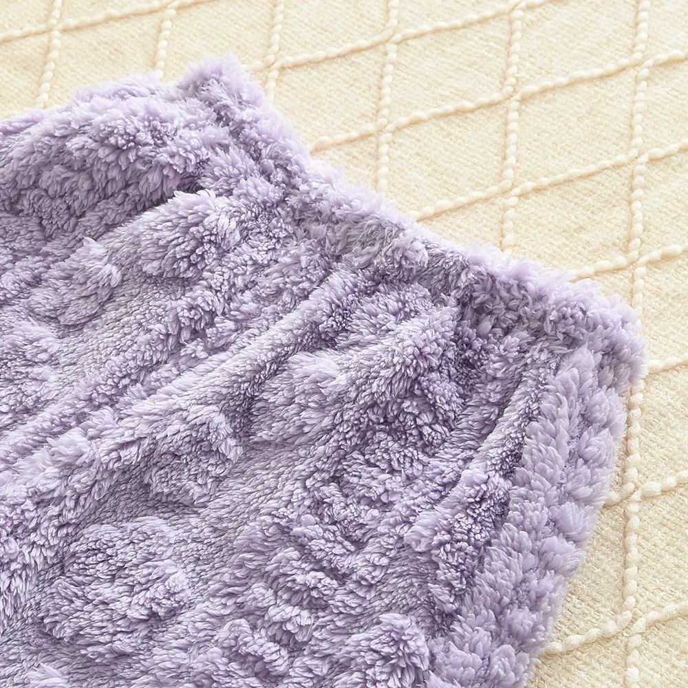 Baby Girl Clothes Purple Plush Jacquard Top+Pants 2-piece Set for Autumn and Winter Home Kids Casual Pajamas 3-7 Years Old