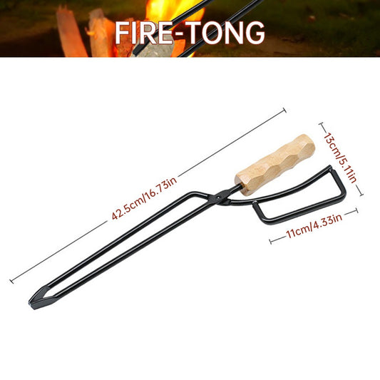 Fire Tong Charcoal Clip Metal Wooden Barbecue FireTongs Heat-resistant Carbon Picking Clip Outdoor Picnic Fireplace Clamp
