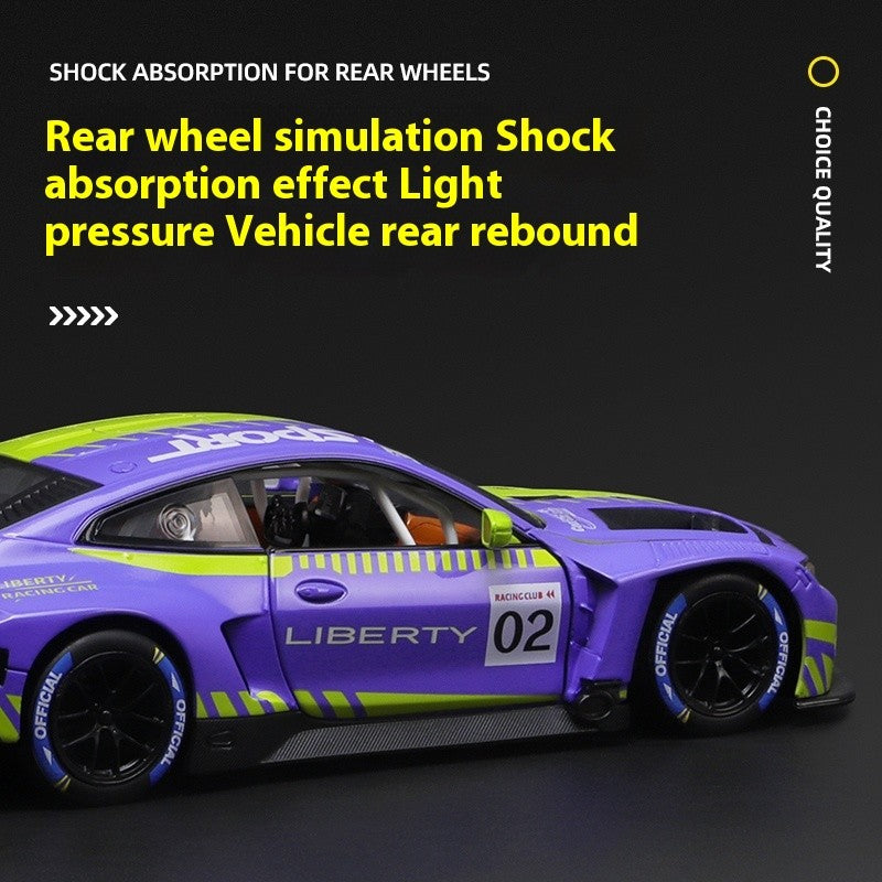 1:24 BMW M4 GT3 Carro Esportivo de Liga Leve Super Corridas com Luz e Som Brinquedo para Mães, Crianças, Meninos Jogos Miniatura de Carro