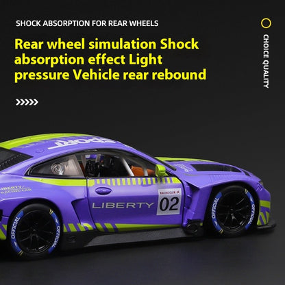 1:24 BMW M4 GT3 Carro Esportivo de Liga Leve Super Corridas com Luz e Som Brinquedo para Mães, Crianças, Meninos Jogos Miniatura de Carro