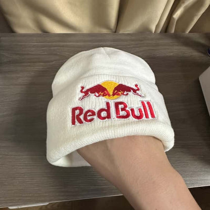 Embroidered Red Bull Knitted hat Beanie Winter Hat Unisex Warm Cap for Men And Women Red Bull Unclimbed Urine Hat