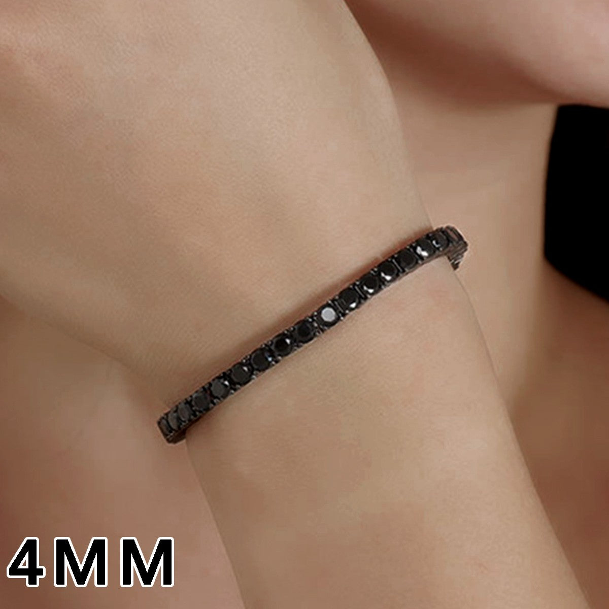 ?Pulseira Genuína de Tênis em Prata Esterlina S925 com Banho de Ródio Negro 3mm 4mm 5mm Moissanite Negra Joia Moderna Elegante para Mulheres?
