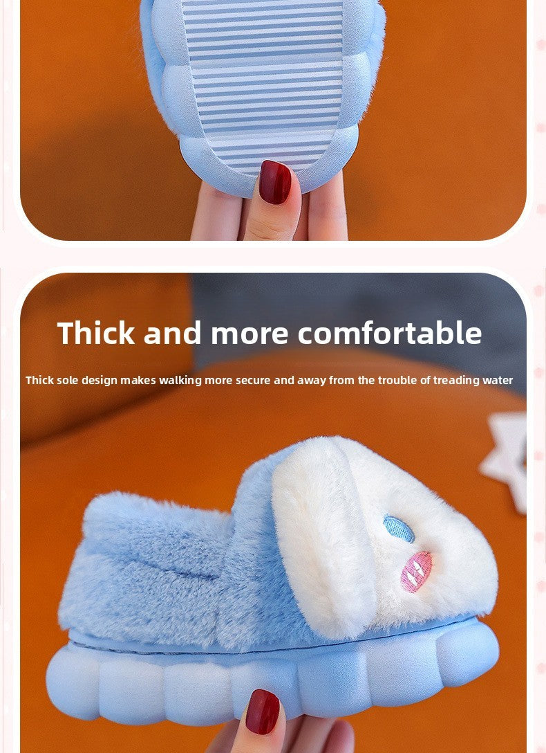 2025 New Winter Warm Cute Cartoon Indoor Mule Soft Non-slip Fluffy Slippers For Kids Teen Boys Girls Children Home Cotton Shoes