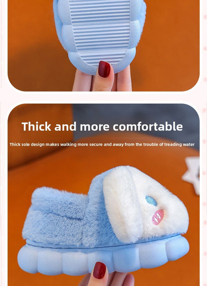 2025 New Winter Warm Cute Cartoon Indoor Mule Soft Non-slip Fluffy Slippers For Kids Teen Boys Girls Children Home Cotton Shoes