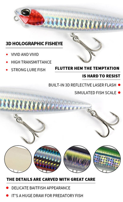 Isca de Pesca Lápis Flutuante 85mm 11g Topwater Walking the Dogs Isca Artificial Rígida Wobbler para Perca e Lúcio de Água Doce