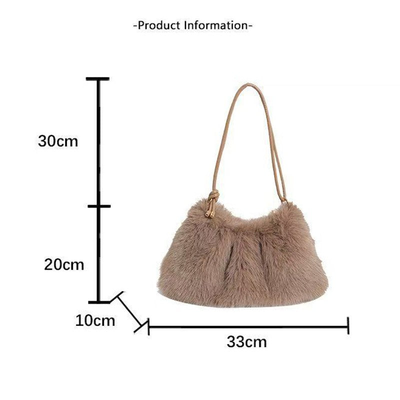 Fashion Luxury Faux Rabbit Fur Plush Shoulder Bag High-End Women's Tote Handbag for Stylish Gift Sending