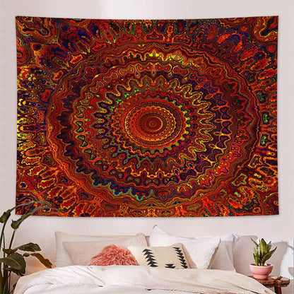 1pc Bohemian Mandala Tapestry, Retro Plant Flower psychedelic Tapestry, Hippie Style Room Decoration Wall Hanging