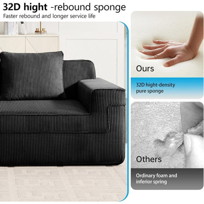 153.5" Luxury Modular Sectional Cloud Couch – Boneless Deep-Seat Corduroy Sofa for Living Room, Modern & No Assembly