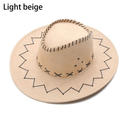 Acessórios Chapéu de Cowboy de Camurça de Aba Larga Estilo Ocidental Panamá Jazz Chapéu Fedora de Feltro