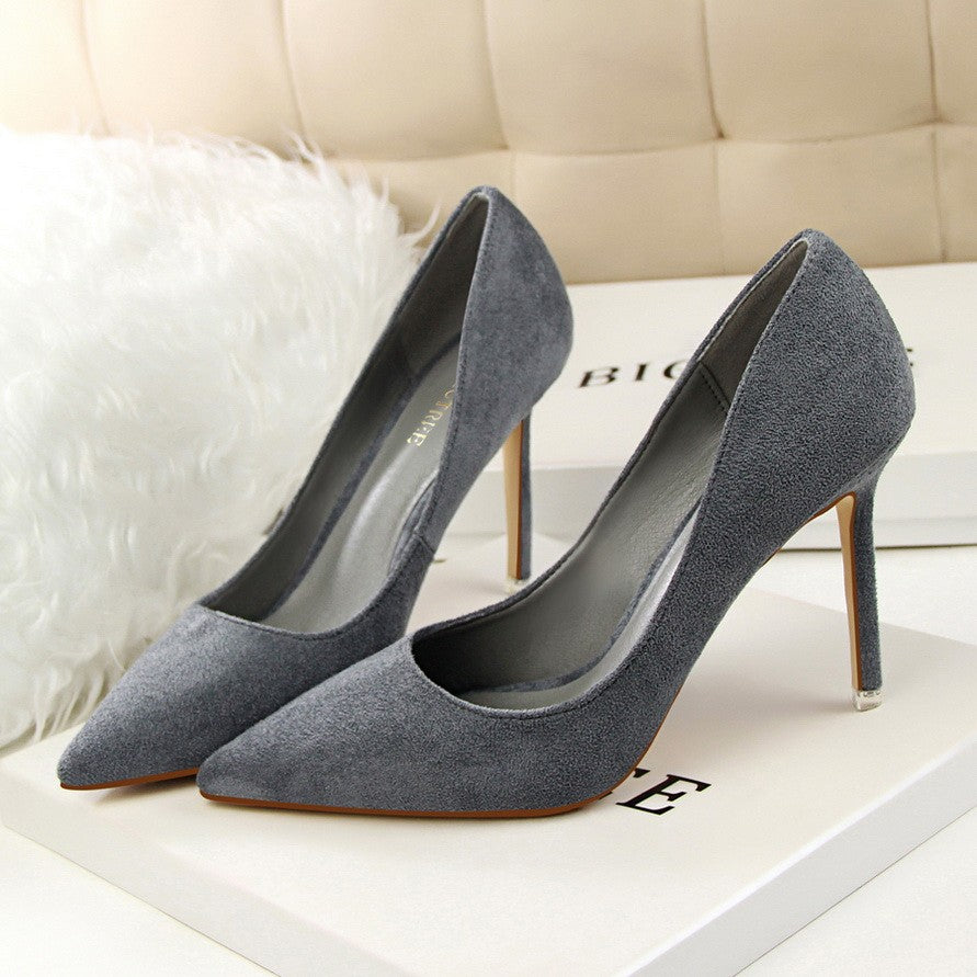 Women 9cm High Heels Yellow Burgundy Pumps Plus Size Stripper Suede Escarpins Lady Wedding Bridal Scarpins Green Blue Prom Shoes