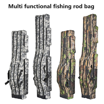 Bolsa de pesca marítima dobrável de três camadas 1,2 m/1,5 m, grande capacidade, bolsa de vara de pesca de ombro duplo, kit de ferramentas para armazenamento externo