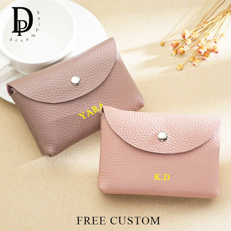 Fashion Luxury Leather Coin Purse Custom Name Woman Man Business Zipper Card Wallet Engrave Initials Card Holder Wedding Gift