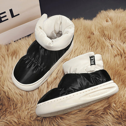 Outdoor Plush Warm Men's Snow Boots Winter Couple Cotton Shoes Down Non-Slip Waterproof Fashion Kids Shoes Slip on Soft Sneakers