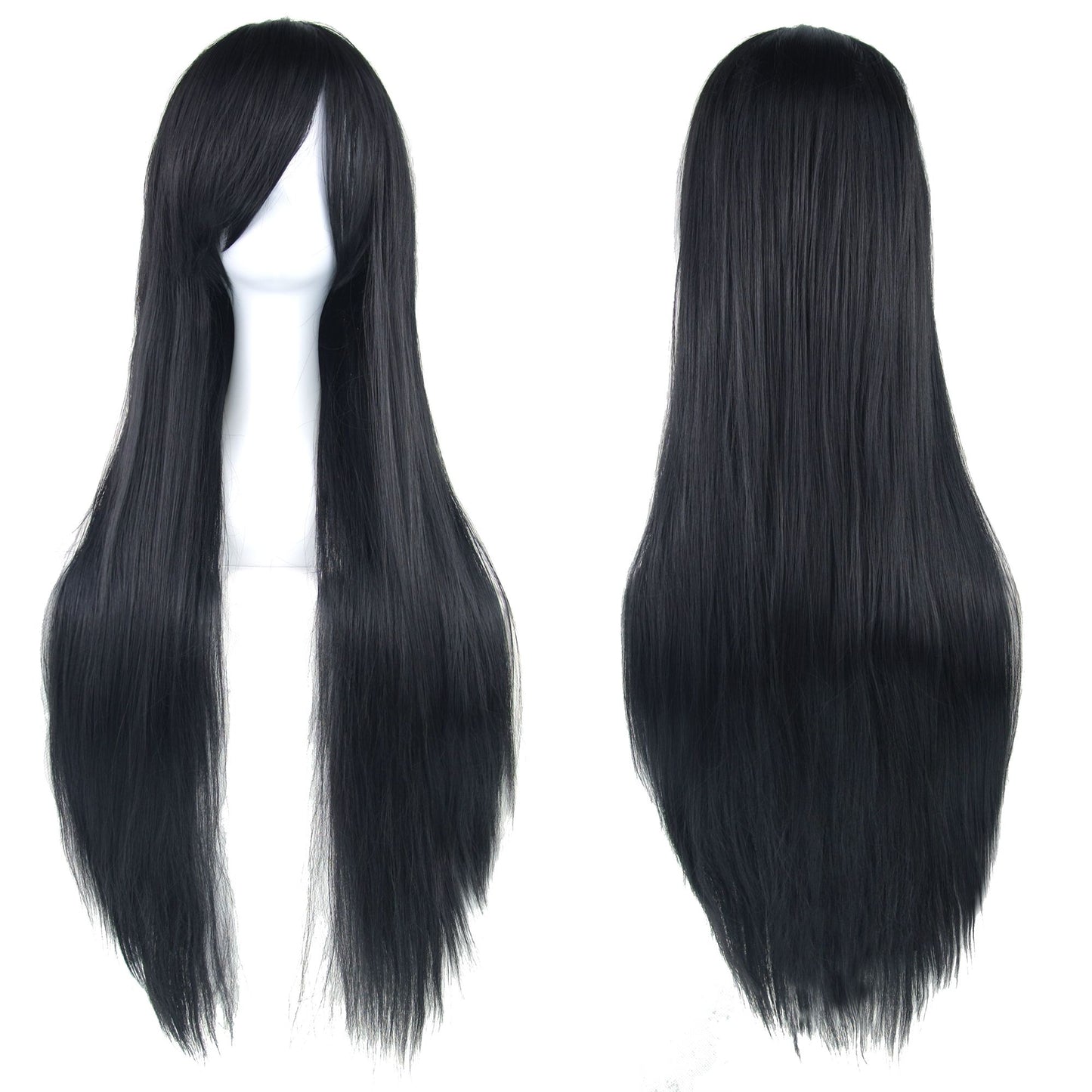 Soowee 80cm Cabelo Sintético Comprido Branco Roxo Perucas Cosplay Festa Preto Cabelo Liso Peruca Postiça para Mulheres