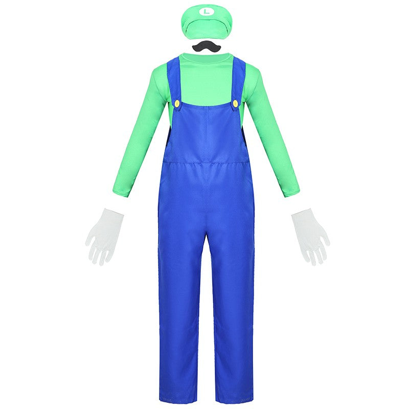 Halloween Carnival adult Men Funy Super game Cosplay Costume Luigi Bros Plumber Christmas Fancy Dress