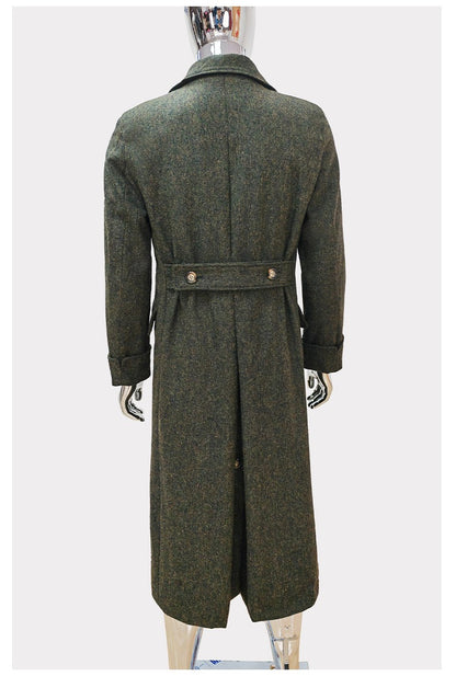 Nerazzurri Autumn Winter Long Luxury Elegant Chic Thick Warm Woolen Polo Coat for Men Double Breasted Wool & blends Overcoat