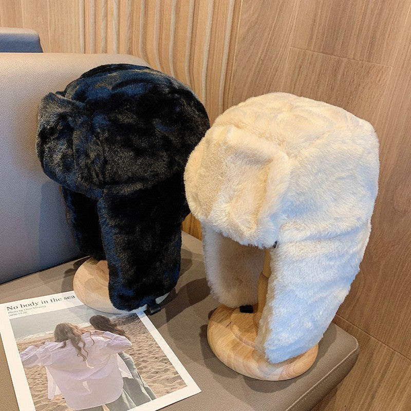 Gorros Femininos de Inverno Quentes e Grossos Estilo Russo, Moda Coreana Ushanka, Chapéu de Aviador com Protetor de Orelha, Chapéu Bomber Feminino Ajustável, Tendência