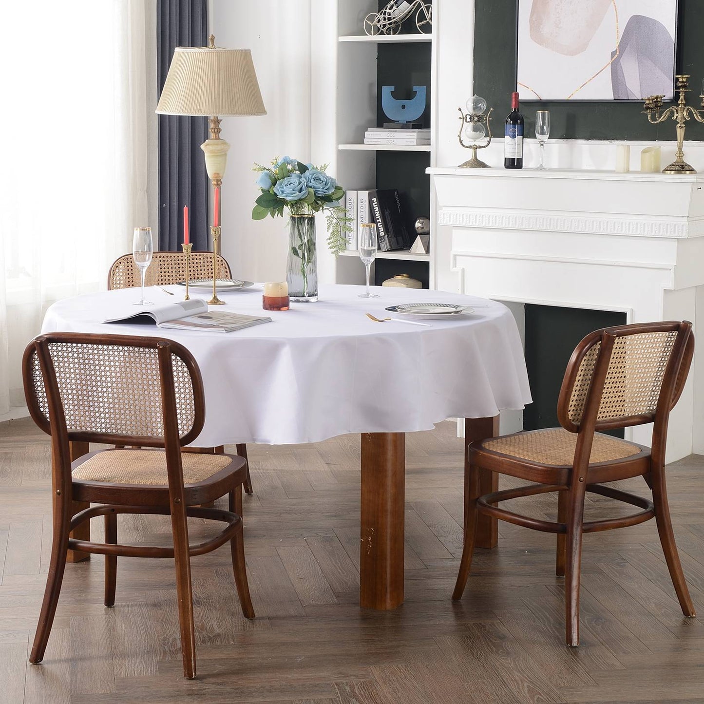 Round Tablecloths White Wedding Table Cloth Satin Solid Color Table Covers Hotel Wedding Birthday Dining Table Decoration