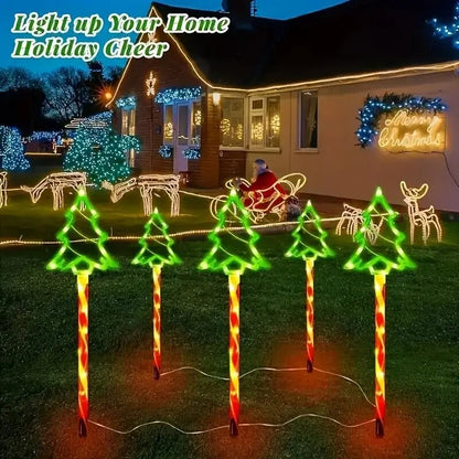5PC/set Solar Candy Christmas Tree Garden Lights Outdoor Waterproof Lawn Lamp LED Decoration Stake Lights For Yard Festive Party
