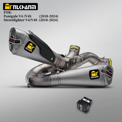 For Panigale V4 Streetfighter V4 V4S Motorcycle Exhaust Escape System Slip On Link Pipe Carbon fiber cover muffler 2018-2024