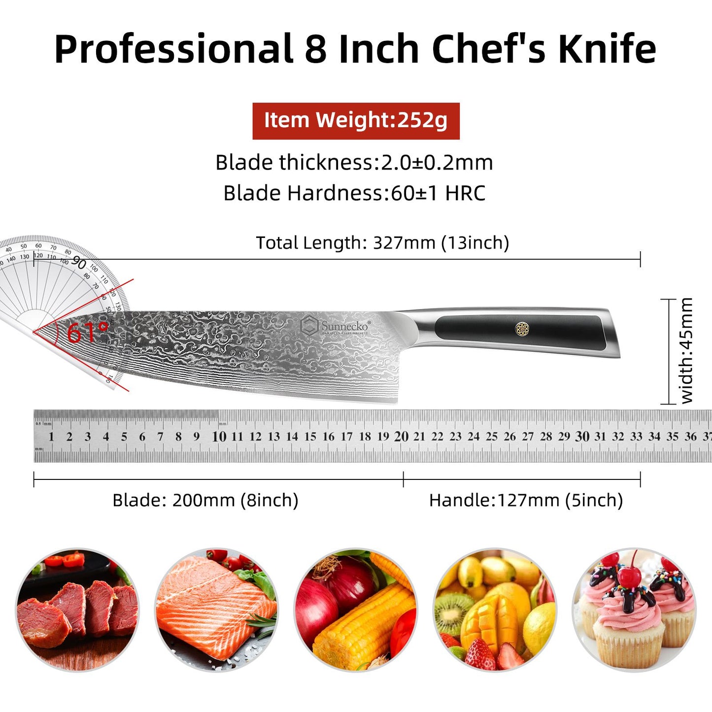 Facas de chef Sunnecko Damascus 1-7 peças/conjunto Faca de corte de carne de aço VG10 de alto carbono Faca de cozinha de corte utilitária ultra afiada