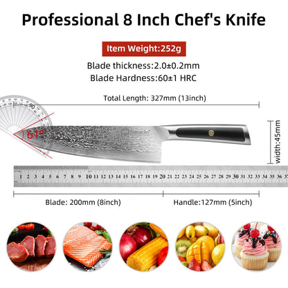 Facas de chef Sunnecko Damascus 1-7 peças/conjunto Faca de corte de carne de aço VG10 de alto carbono Faca de cozinha de corte utilitária ultra afiada