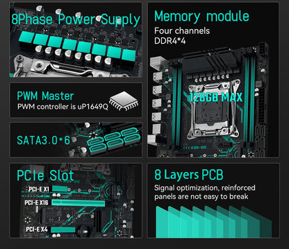 Placa-mãe MACHINIST X99 B9 kit LGA2011-3 Xeon E5 2650 V4 CPU processador ECC DDR4 16GB 2400mhz RAM M.2 NVME SATA M-ATX