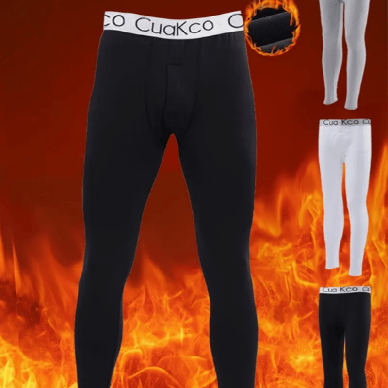 Calça Térmica Masculina 2025 Legging Justa Fina Forrada com Fleece Grossa Quente para Outono Inverno
