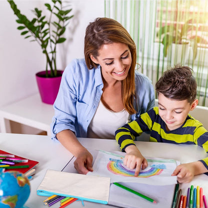 12Pcs Canvas Zipper Pouch Blank DIY Craft Pencil Case, Multipurpose Makeup Bags for Pen, Cosmetic, Invoice Bill